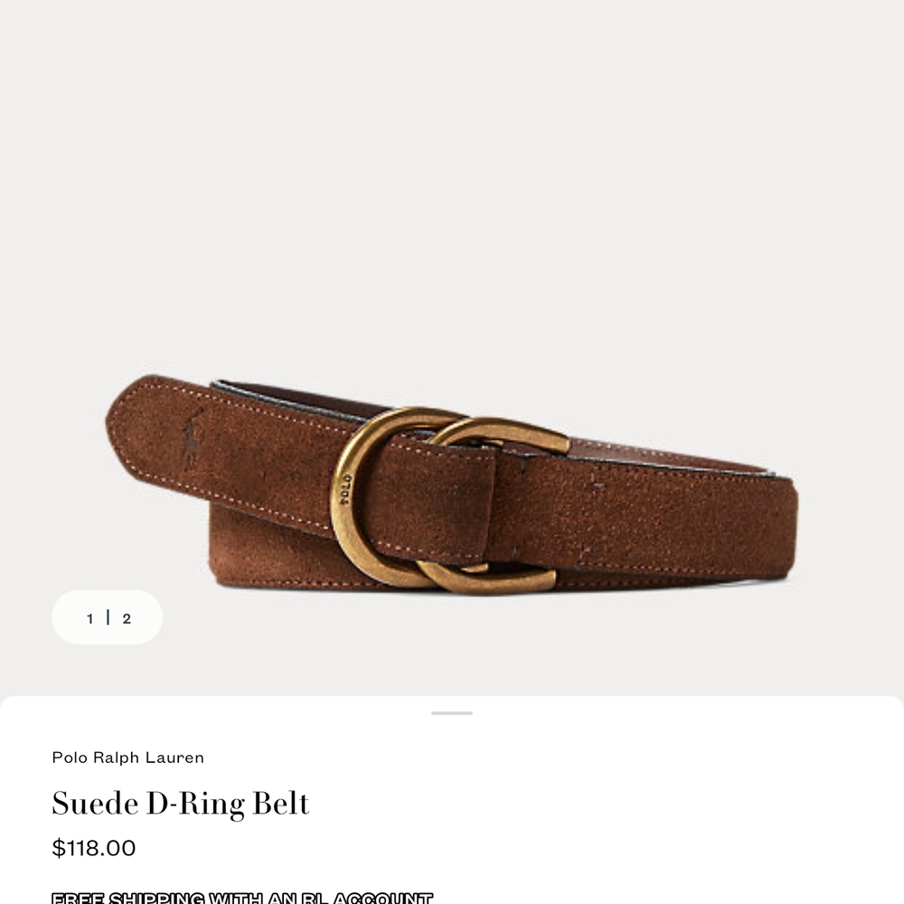 Polo by Ralph Lauren Brown Suede D-Ring Belt